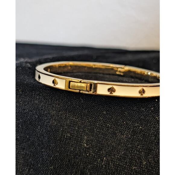 Kate Spade New York White Enamel Gold Tone Hinge Bangle Bracelet - Picture 5 of 7